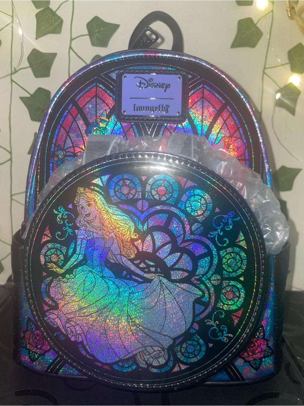 Loungefly Disney Sleeping Beauty Aurora Stained Glass Mini Backpack
